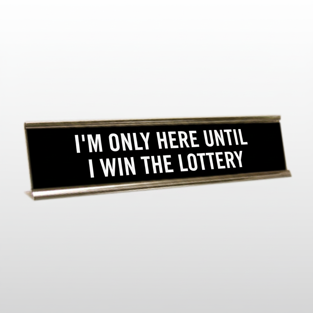 I'm Only Here Until I Win The Lottery Desk Name Plate