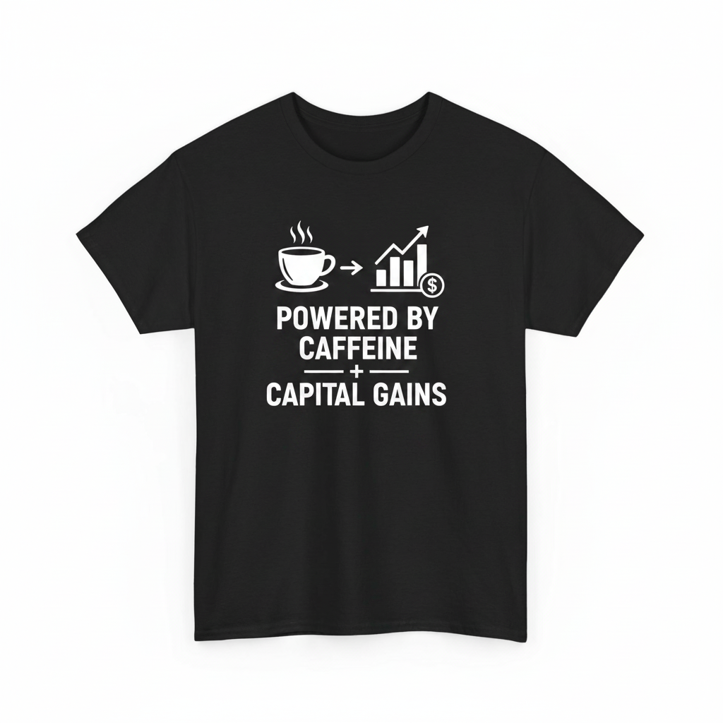 Powered by Caffeine & Capital Gains shirt