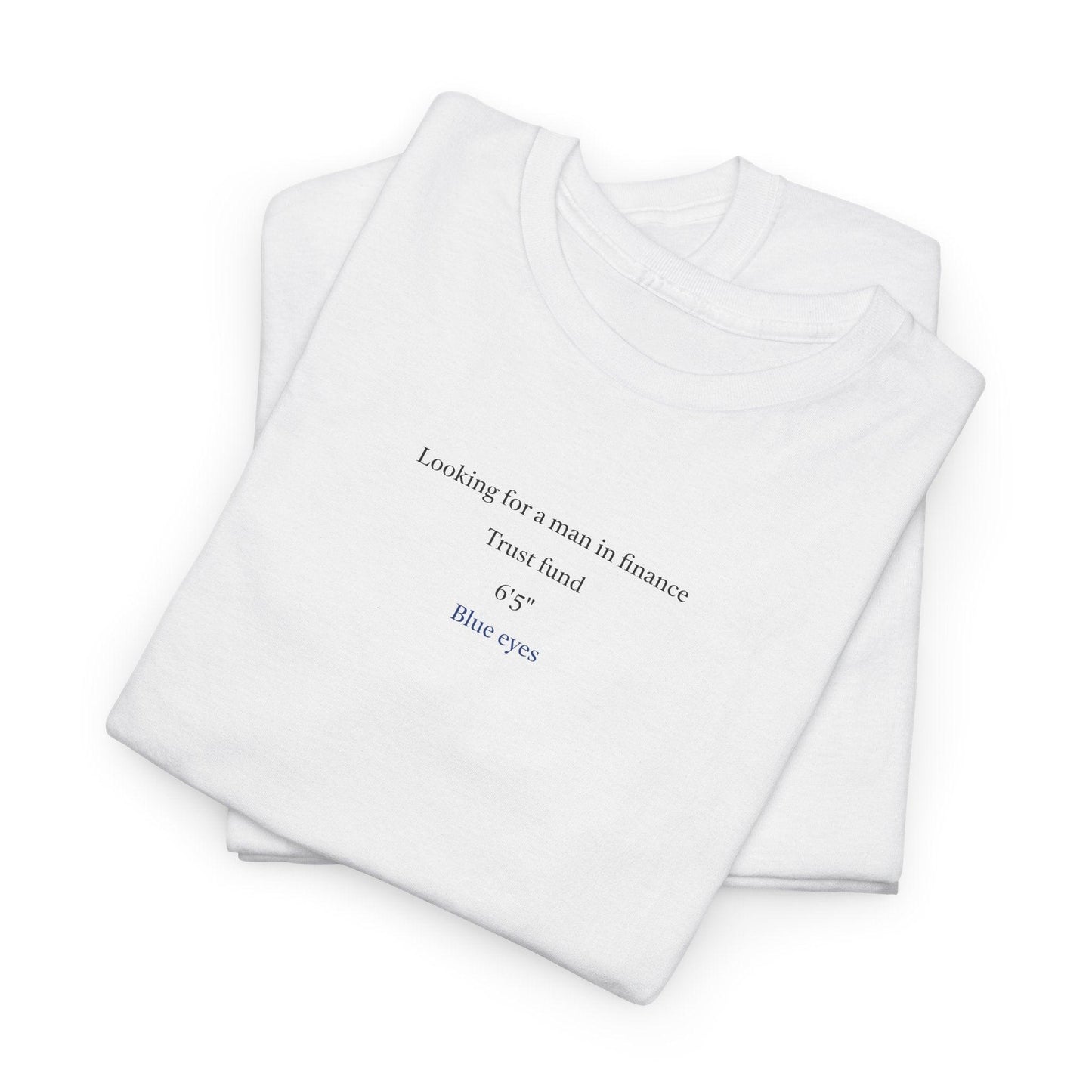 white man in finance trust fund shirt