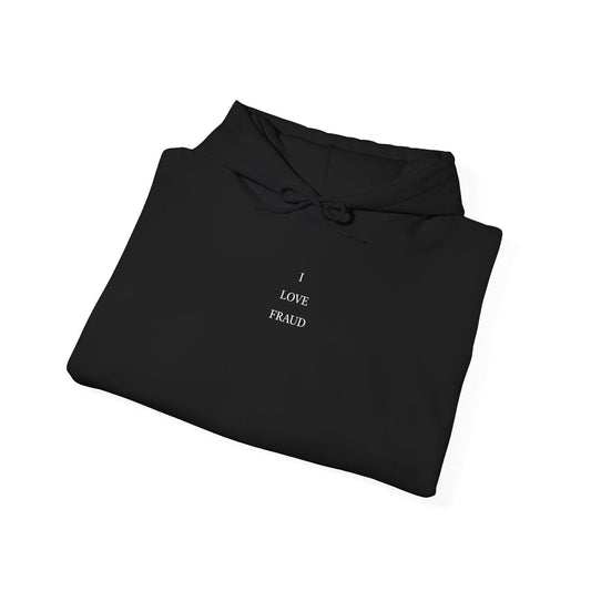 black i love fraud hoodie