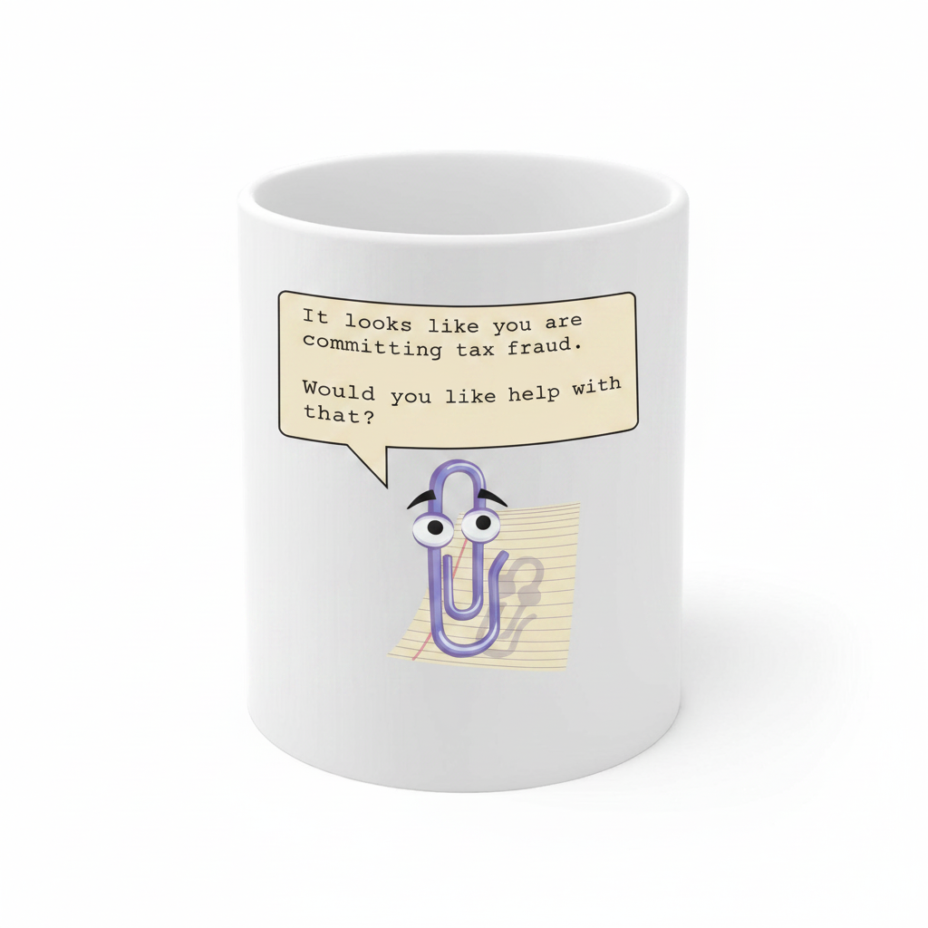 Clippy Committing Tax Fraud mug