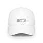 White ebitda hat with black text