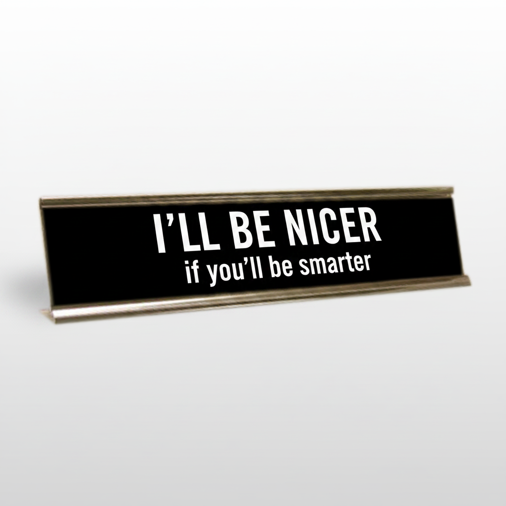 I'll Be Nicer If You'll Be Smarter Desk Name Plate