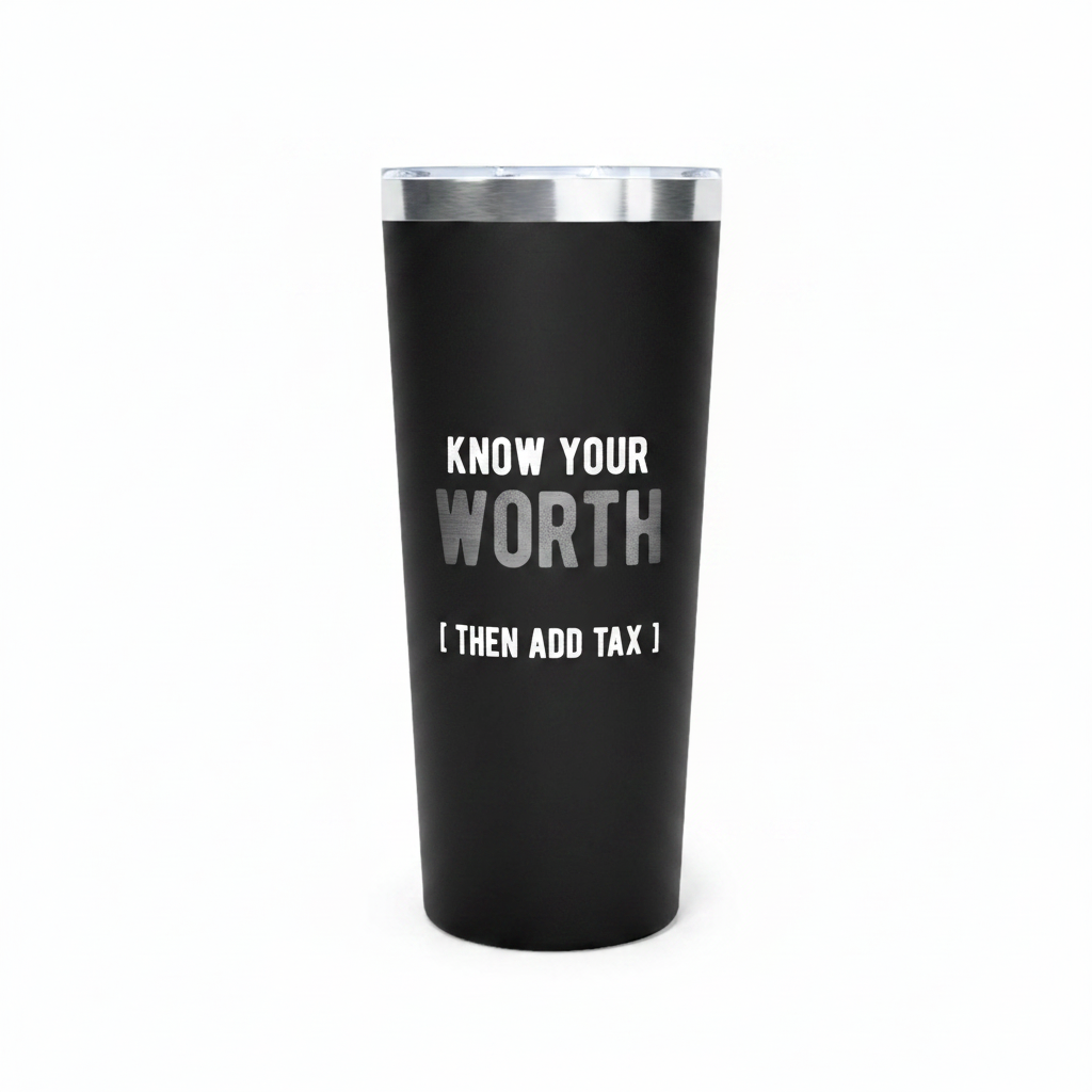 Know Your Worth Then Add Tax Tumbler