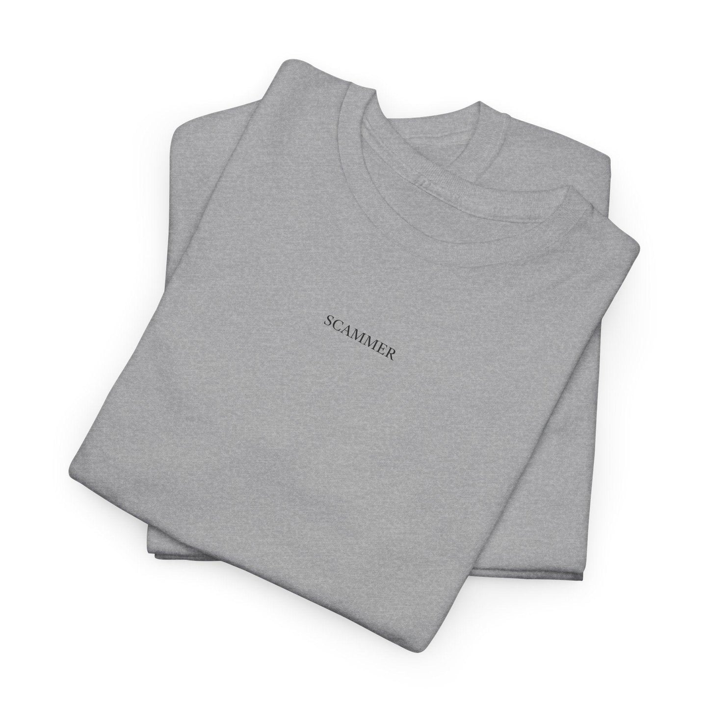 gray scammer shirt