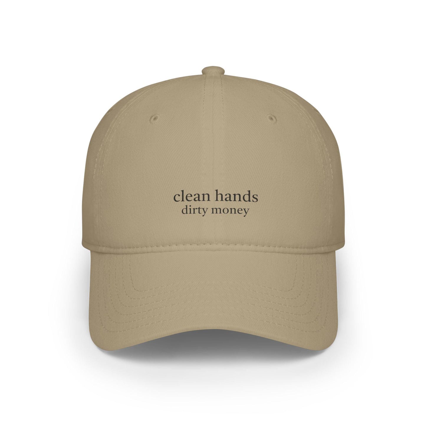 khaki clean hands dirty money hat