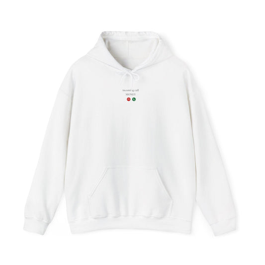 white Incoming Call Money hoodie