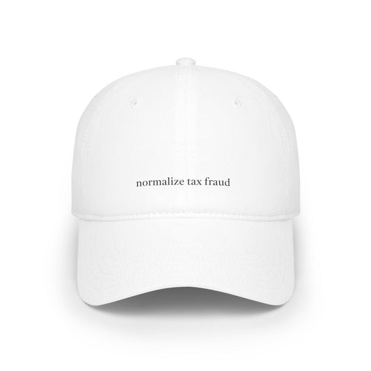 white normalize tax fraud hat